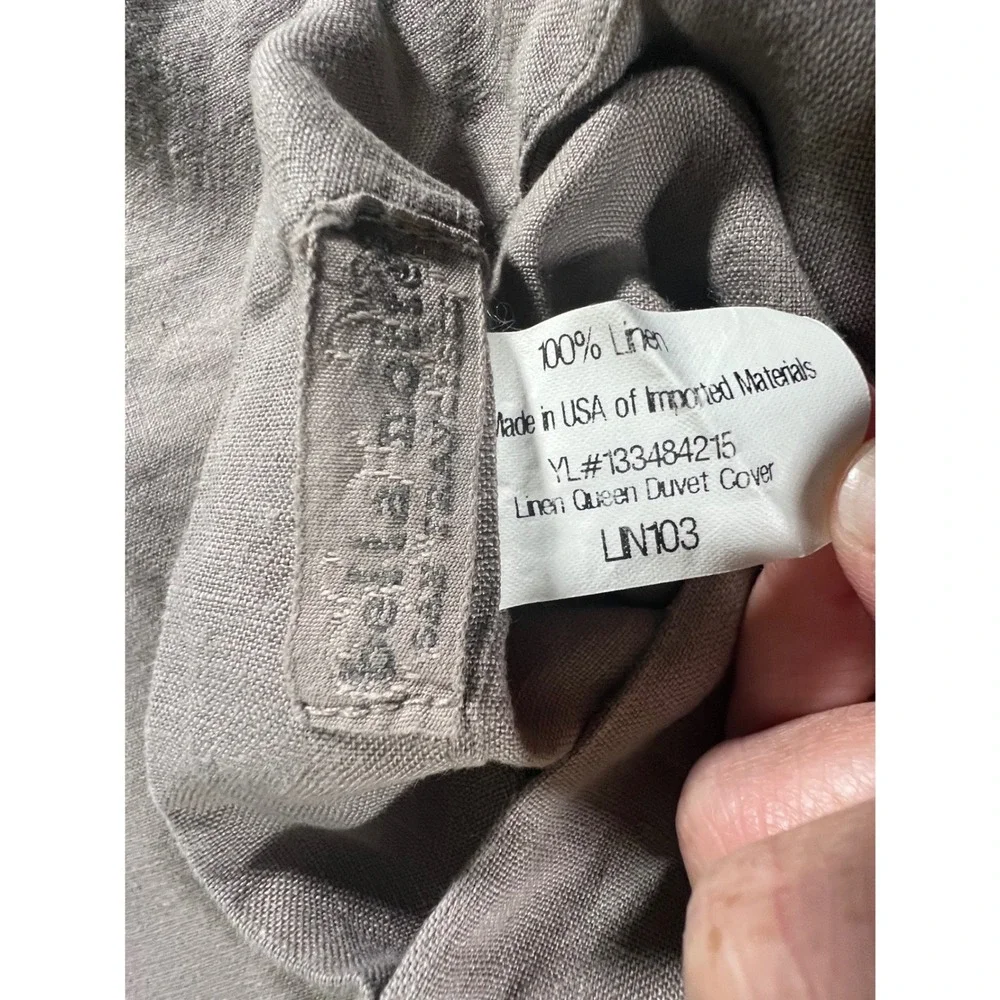 Bella Notte Linens 100% Linen Queen Duvet Cover Taupe Grey Button Closure LIN103